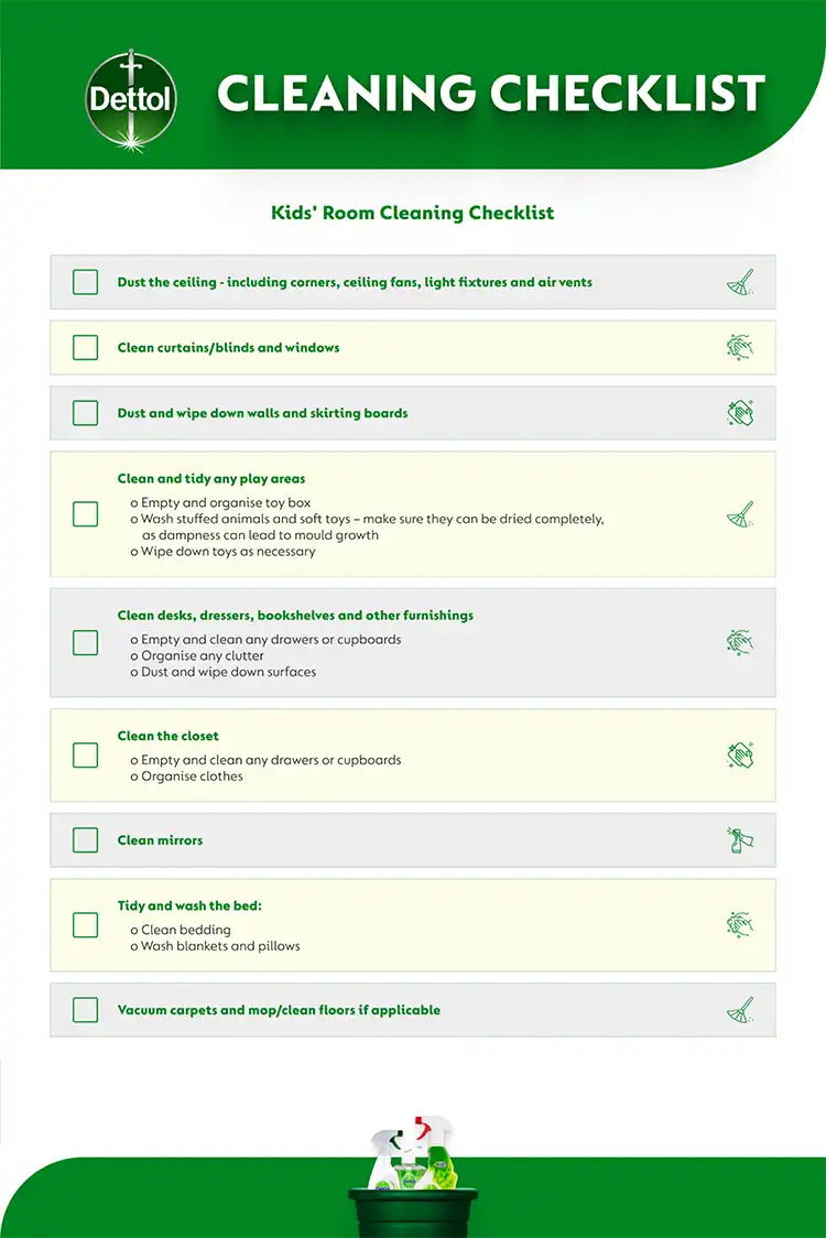 Kids’ Room Cleaning Checklist