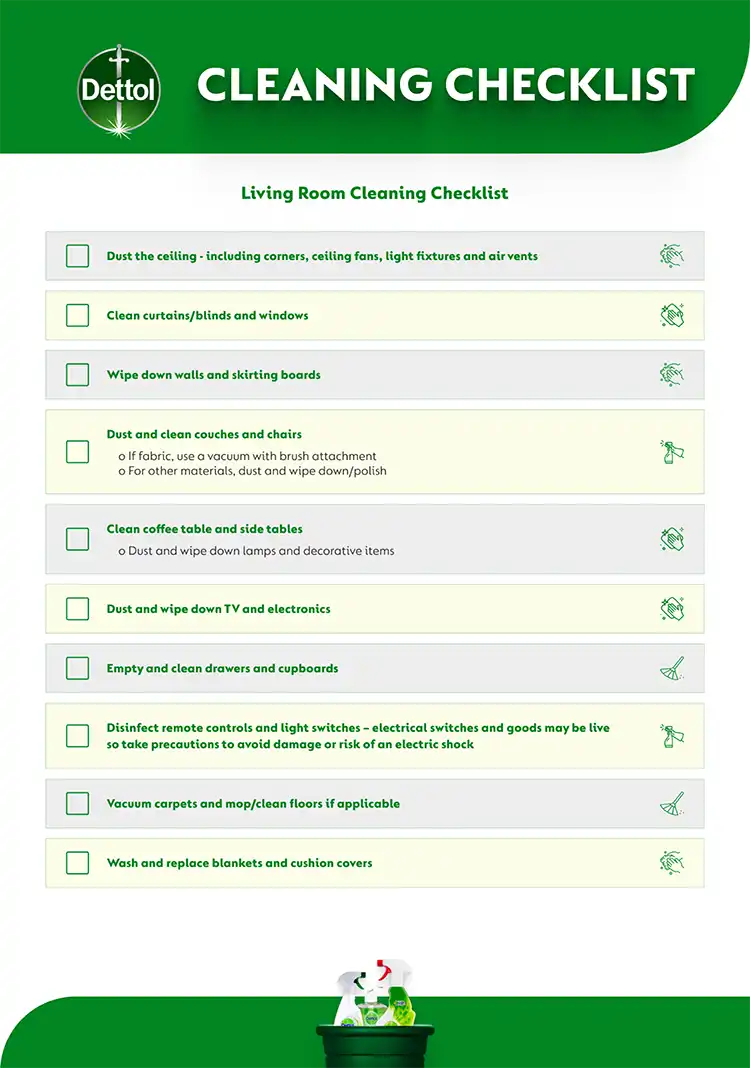 Living Room Cleaning Checklist