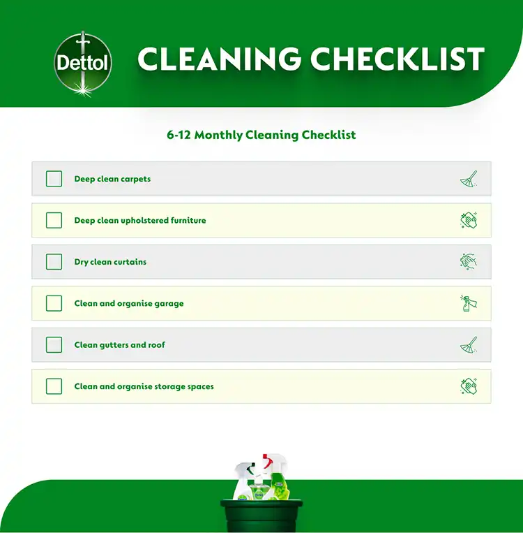 6–12 Monthly Cleaning Checklist