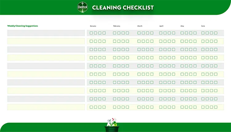 Weekly Cleaning Suggestions
